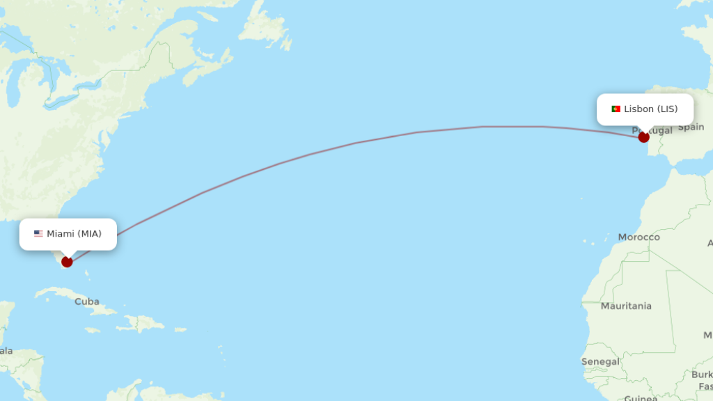 transatlantic flight miami lisbon